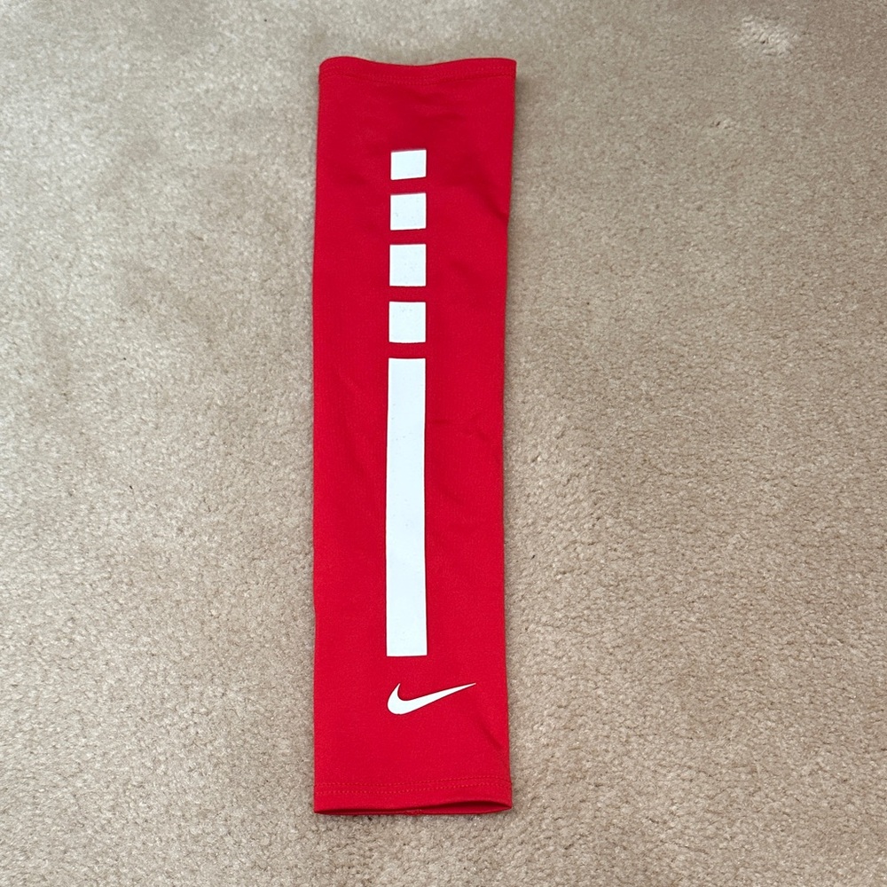 Nike Red Arm Sleeve with White Stripe and Swoosh